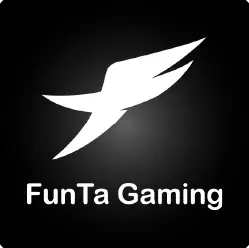 สัญลักษณ์แบรนด์ FunTa Gaming นกสีขาวบนพื้นดำ